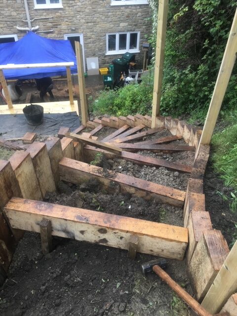 Frame construction for garden path and water feature