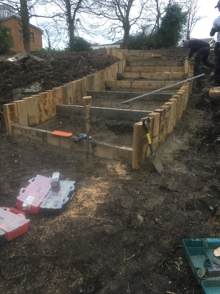 Construction of a water feature - wooden framing